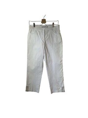 Beta's Choice White Cropped Pants Rhinestone Hem Detail Size 6 NEW‎